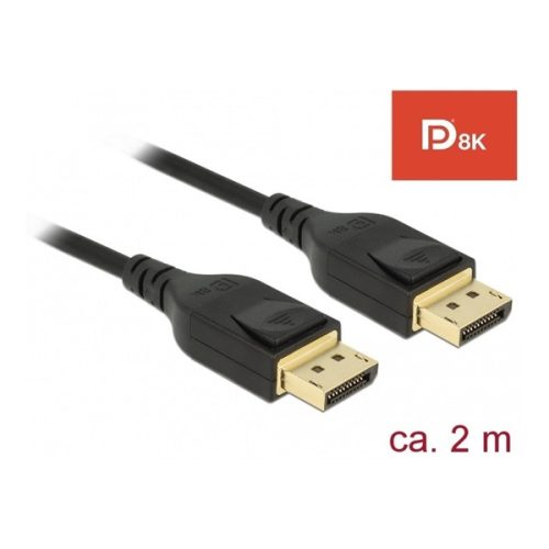 Delock Kábel - 85660 (Displayport > Displayport, apa/apa, 8K@60Hz, 8K tanúsítvánnyal, 2m)