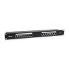 Equip Patch Panel - 326417 (16 port, Cat6, 1U, árnyékolt, fekete)