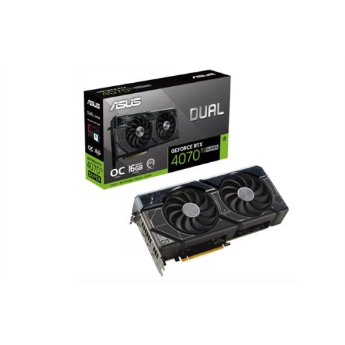 Asus Videokártya - nVidia DUAL-RTX4070TIS-O16G (16384MB, GDDR6X, 2655/21000 Mhz, 256bit, 1xHDMI, 3xDP)